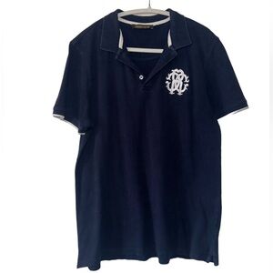 Roberto Cavalli Men's Navy Blue Short Sleeve Polo Shirt w/Logo- Size Large